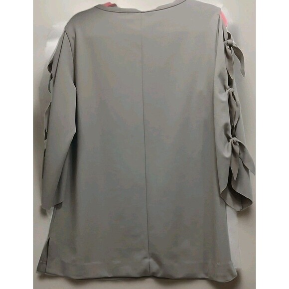 Minimalist Tie Sleeve Blouse Women’s L Du Jour Brown Top Preppy Soft Layers - Picture 3 of 9